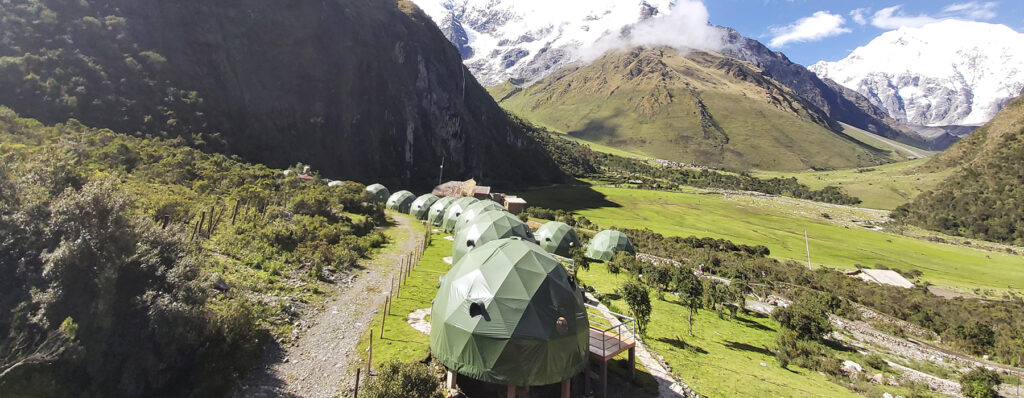 Salkantay Trek sunrise view from base camp in Cusco Peru